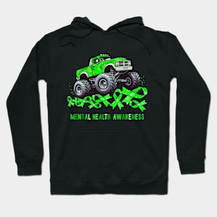 Monster Truck Ribbon Mental Health Awareness Hoodie